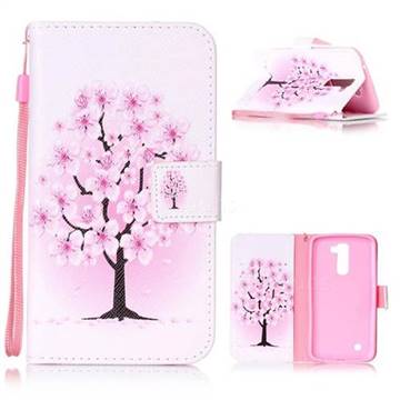 Peach Flower Leather Wallet Phone Case for LG K10