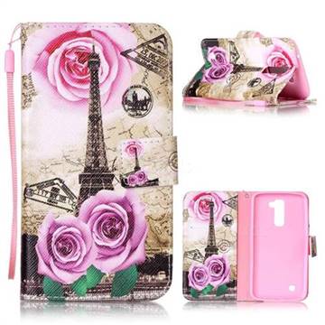 Rose Eiffel Tower Leather Wallet Phone Case for LG K10