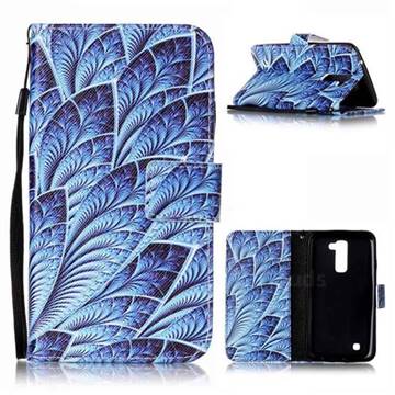 Blue Feather Leather Wallet Phone Case for LG K10