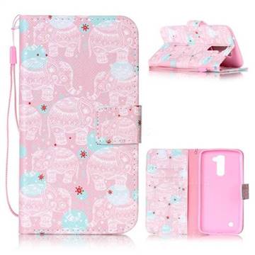 Pink Elephant Leather Wallet Phone Case for LG K10