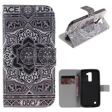 Black Flower Leather Wallet Case for LG K10 K420N K430DS K430DSF K430DSY