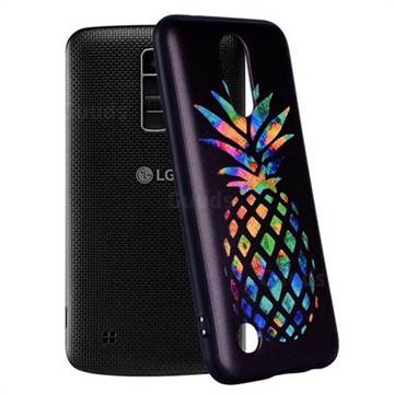Colorful Pineapple 3D Embossed Relief Black Soft Back Cover for LG K10 2017