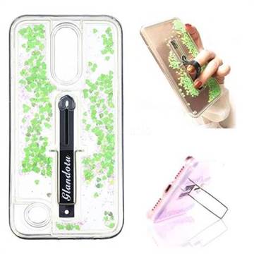 Concealed Ring Holder Stand Glitter Quicksand Dynamic Liquid Phone Case for LG K10 2017 - Green