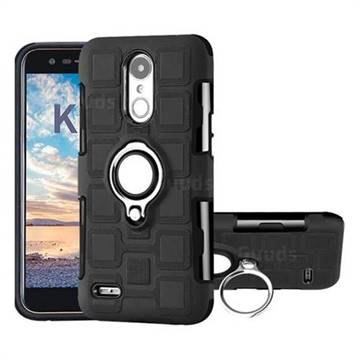Ice Cube Shockproof PC + Silicon Invisible Ring Holder Phone Case for LG K10 2017 - Black