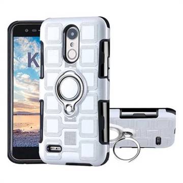 Ice Cube Shockproof PC + Silicon Invisible Ring Holder Phone Case for LG K10 2017 - Silver