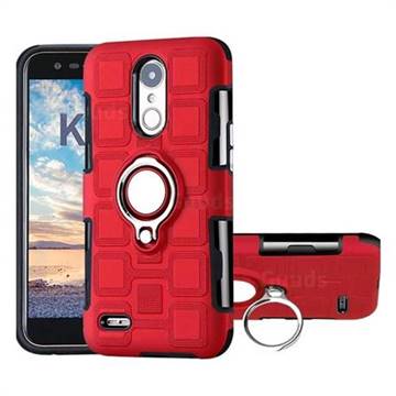 Ice Cube Shockproof PC + Silicon Invisible Ring Holder Phone Case for LG K10 2017 - Red