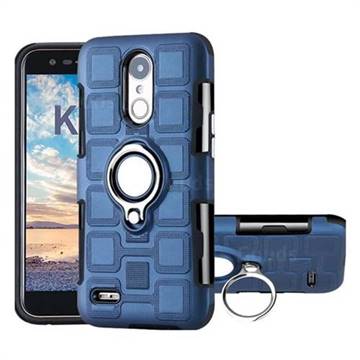 Ice Cube Shockproof PC + Silicon Invisible Ring Holder Phone Case for LG K10 2017 - Royal Blue