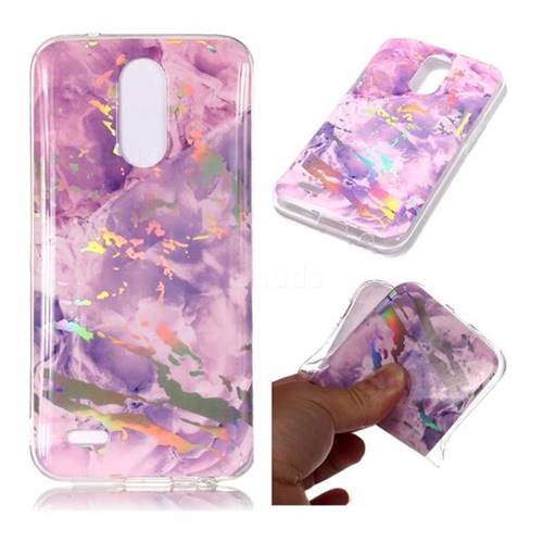 Purple Marble Pattern Bright Color Laser Soft TPU Case for LG K10 2017