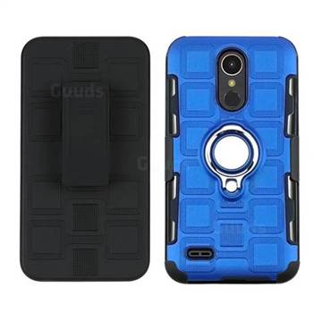 3 in 1 PC + Silicone Leather Phone Case for LG K10 2017 - Dark Blue