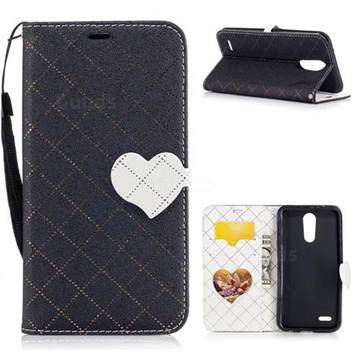 Symphony Checkered Dual Color PU Heart Leather Wallet Case for LG K10 2017 - Black