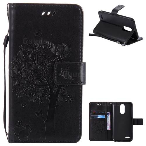 Embossing Butterfly Tree Leather Wallet Case for LG K10 2017 - Black