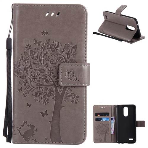 Embossing Butterfly Tree Leather Wallet Case for LG K10 2017 - Grey