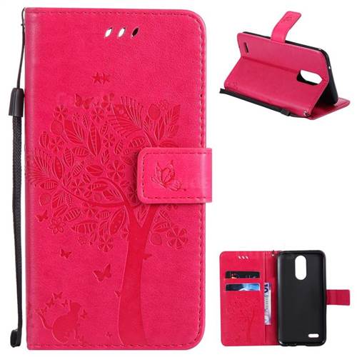 Embossing Butterfly Tree Leather Wallet Case for LG K10 2017 - Rose