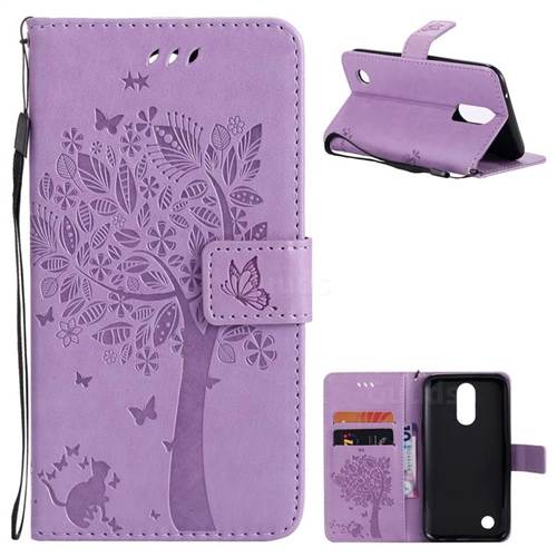 Embossing Butterfly Tree Leather Wallet Case for LG K10 2017 - Violet