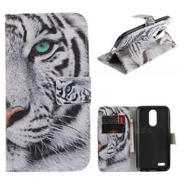 White Tiger PU Leather Wallet Case for LG K10 2017