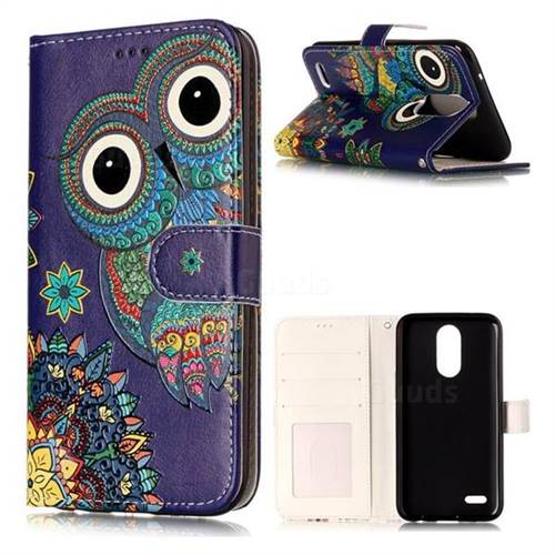 Folk Owl 3D Relief Oil PU Leather Wallet Case for LG K10 2017