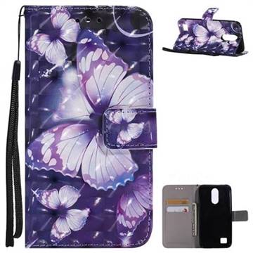 Violet butterfly 3D Painted Leather Wallet Case for LG K10 2017