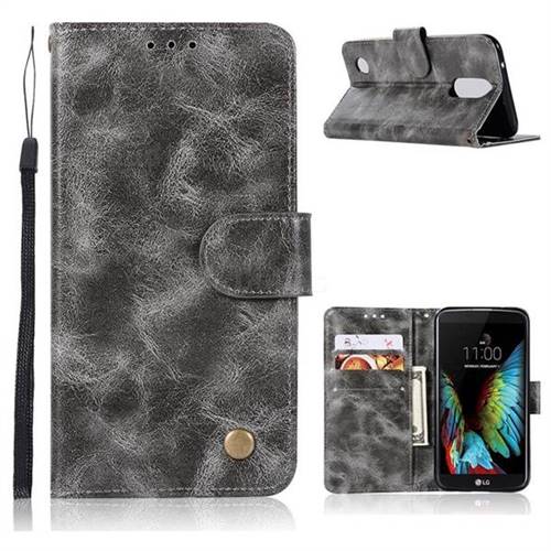 Luxury Retro Leather Wallet Case for LG K10 2017 - Gray