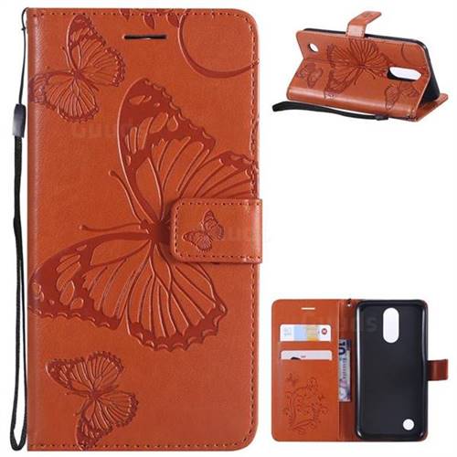 Embossing 3D Butterfly Leather Wallet Case for LG K10 2017 - Orange