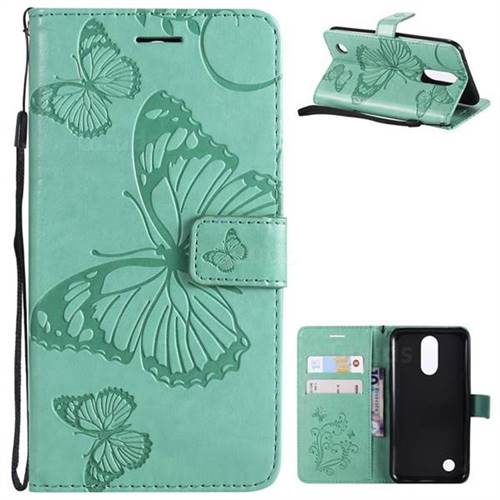 Embossing 3D Butterfly Leather Wallet Case for LG K10 2017 - Green