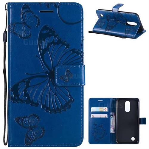 Embossing 3D Butterfly Leather Wallet Case for LG K10 2017 - Blue