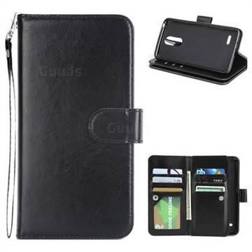 9 Card Photo Frame Smooth PU Leather Wallet Phone Case for LG K10 2017 - Black