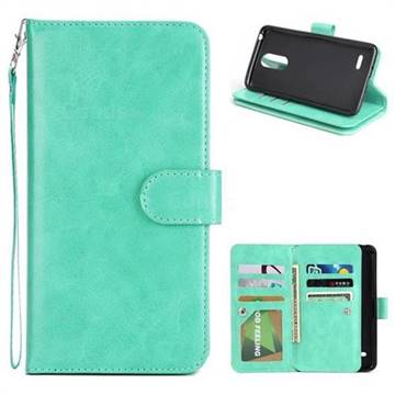 9 Card Photo Frame Smooth PU Leather Wallet Phone Case for LG K10 2017 - Mint Green