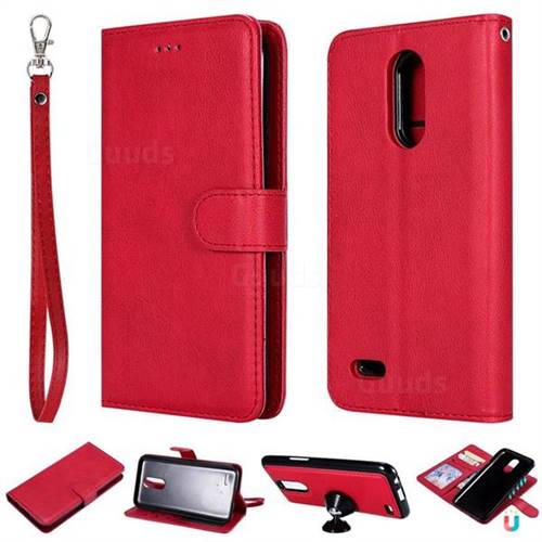 Retro Greek Detachable Magnetic PU Leather Wallet Phone Case for LG K10 2017 - Red