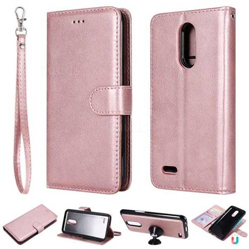 Retro Greek Detachable Magnetic PU Leather Wallet Phone Case for LG K10 2017 - Rose Gold