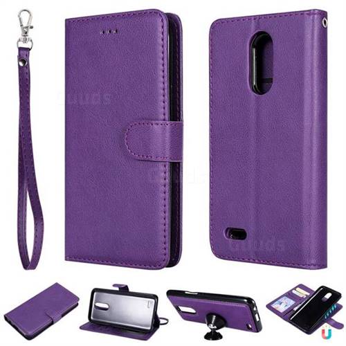 Retro Greek Detachable Magnetic PU Leather Wallet Phone Case for LG K10 2017 - Purple