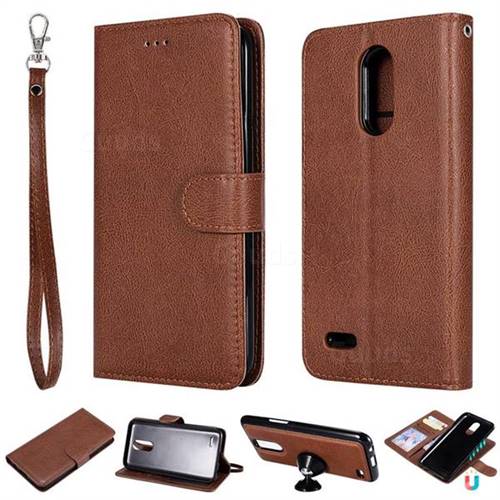 Retro Greek Detachable Magnetic PU Leather Wallet Phone Case for LG K10 2017 - Brown