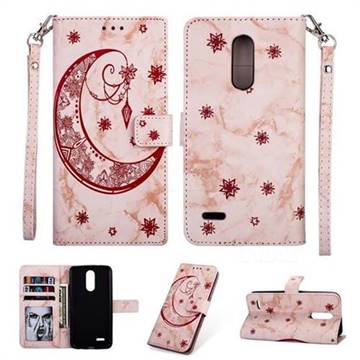 Moon Flower Marble Leather Wallet Phone Case for LG K10 2017 - Pink