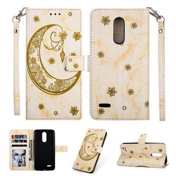 Moon Flower Marble Leather Wallet Phone Case for LG K10 2017 - Yellow