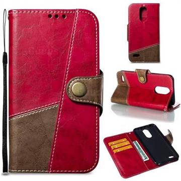 Retro Magnetic Stitching Wallet Flip Cover for LG K10 2017 - Rose Red