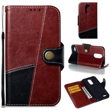 Retro Magnetic Stitching Wallet Flip Cover for LG K10 2017 - Dark Red