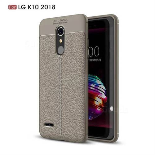 Luxury Auto Focus Litchi Texture Silicone TPU Back Cover for LG K10 (2018) - Gray