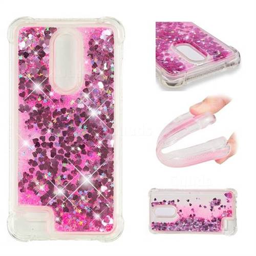 Dynamic Liquid Glitter Sand Quicksand TPU Case for LG K10 (2018) - Pink Love Heart