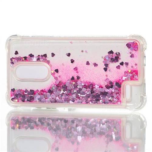 Dynamic Liquid Glitter Sand Quicksand Tpu Case For Lg K10 2018 Pink Love Heart Back Cover 5656