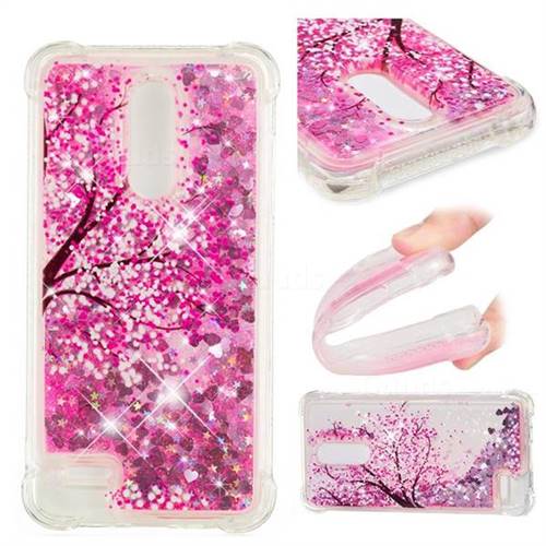 Pink Cherry Blossom Dynamic Liquid Glitter Sand Quicksand Star TPU Case for LG K10 (2018)