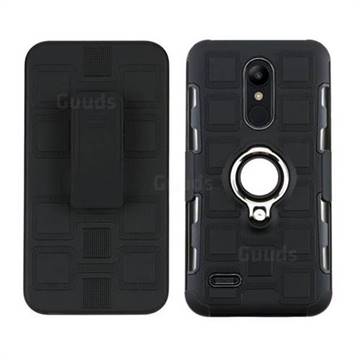 3 in 1 PC + Silicone Leather Phone Case for LG K10 (2018) - Black