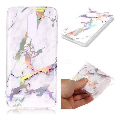White Marble Pattern Bright Color Laser Soft TPU Case for LG K10 (2018)
