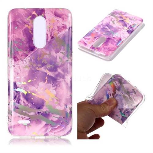 Purple Marble Pattern Bright Color Laser Soft TPU Case for LG K10 (2018)