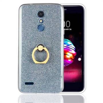 Luxury Soft TPU Glitter Back Ring Cover with 360 Rotate Finger Holder Buckle for LG K10 (2018) - Blue