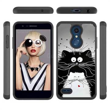Black and White Cat Shock Absorbing Hybrid Defender Rugged Phone Case Cover for LG K10 (2018)