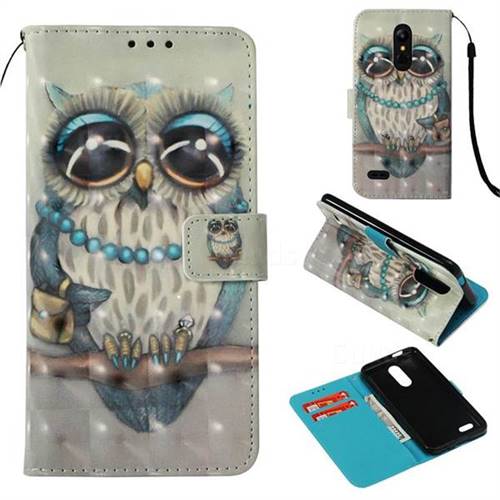 Sweet Gray Owl 3D Painted Leather Wallet Case for LG K10 (2018)