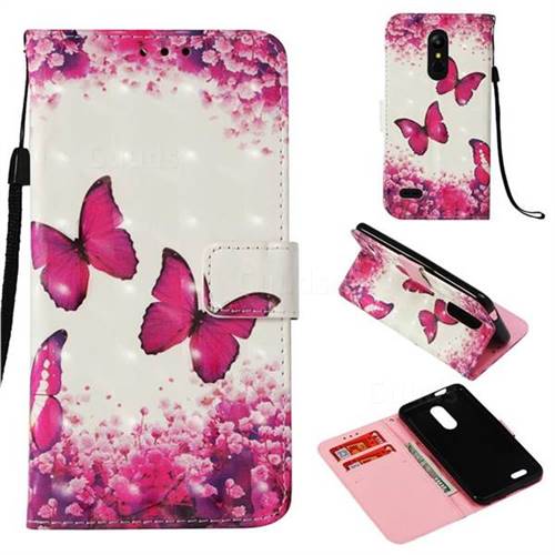 Rose Butterfly 3D Painted Leather Wallet Case for LG K10 (2018)