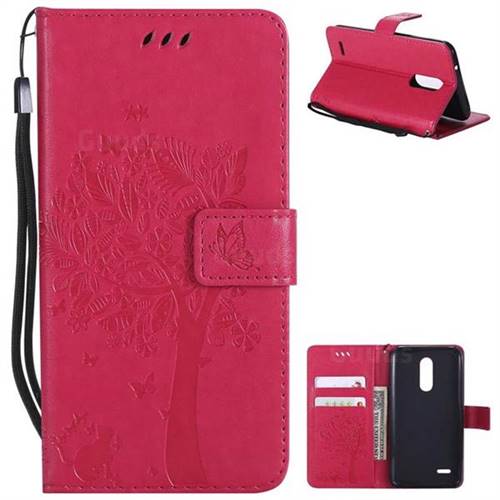 Embossing Butterfly Tree Leather Wallet Case for LG K10 (2018) - Rose