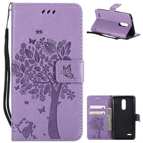 Embossing Butterfly Tree Leather Wallet Case for LG K10 (2018) - Violet