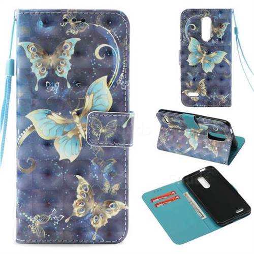 Three Butterflies 3D Painted Leather Wallet Case for LG K10 (2018)