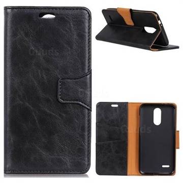 MURREN Luxury Crazy Horse PU Leather Wallet Phone Case for LG K10 (2018) - Black